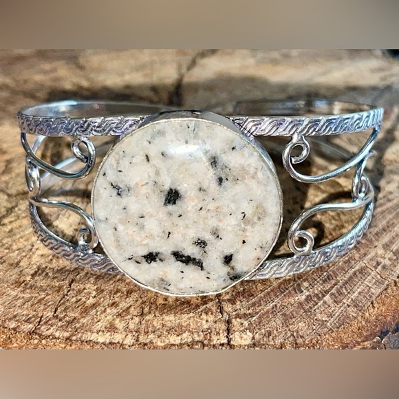 Kiwi Jasper Stone Cuff Bracelet Adjustable - Picture 5 of 11